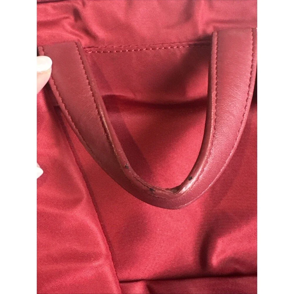 TUMI Voyageur Halle Backpack Burgundy Red Nylon Travel Laptop Bag Gold Hardware